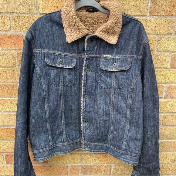 Vintage 2002 Diesel Gregg Fur Sherpa Jacket XL Blue - Picture 5 of 14